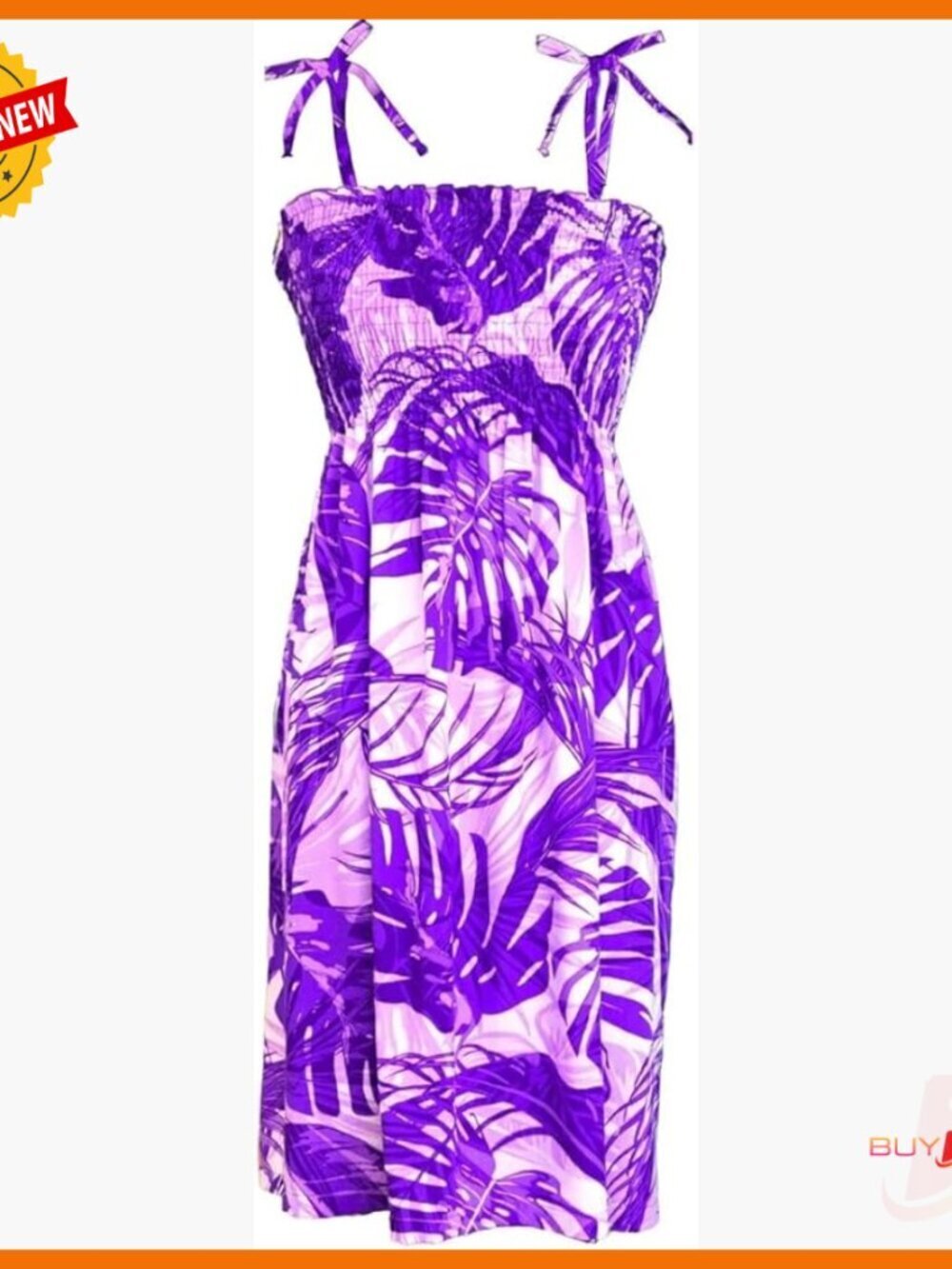 Large Rayon Smocked Sundress with Adjustable Straps for Luau